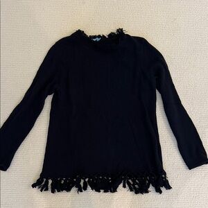 J. McLaughlin dark navy cotton Sweater with Fringe